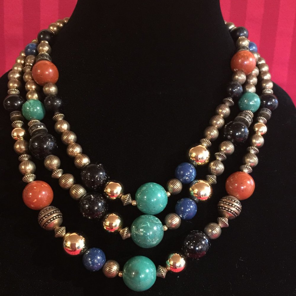Classic Vintage Bohemian 3 Strand Necklace